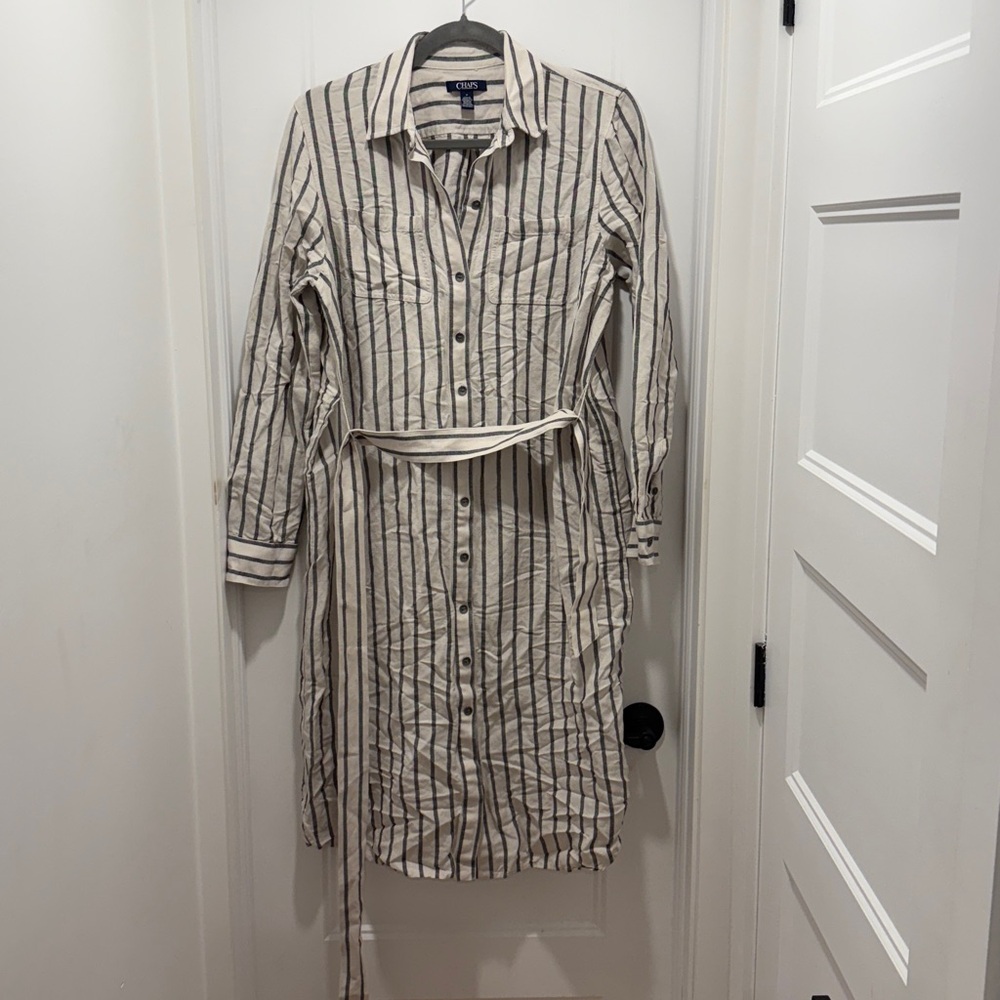 Chaps striped shirt dress